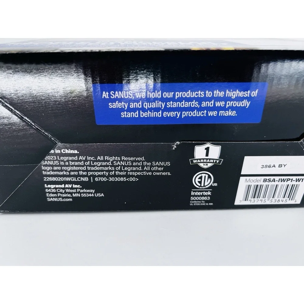 Sanus - In-Wall Cable Concealer Recessed Power Kit for Mounted TVs - White NIB